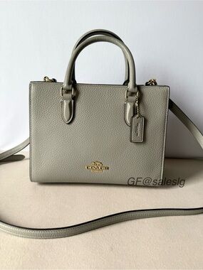NWT Coach Maggie Small Tote Bag Dove Gold w/ Scarf & Chain Styled Set